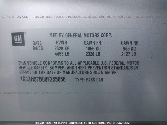 1G1ZH57B08F255656 - 2008 CHEVROLET MALIBU 1LT SILVER photo 9