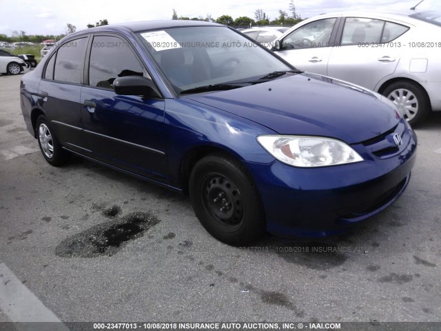 1HGES163X5L005673 - 2005 HONDA CIVIC DX VP BLUE photo 1
