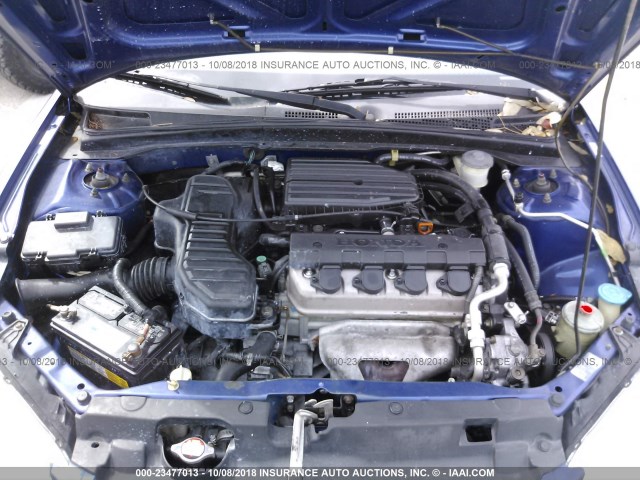 1HGES163X5L005673 - 2005 HONDA CIVIC DX VP BLUE photo 10