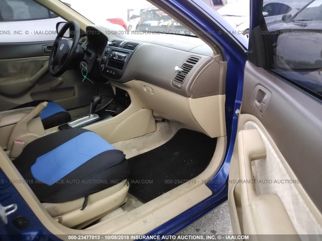 1HGES163X5L005673 - 2005 HONDA CIVIC DX VP BLUE photo 5