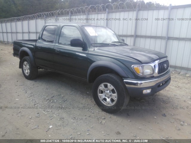 5TEGN92N12Z132202 - 2002 TOYOTA TACOMA DOUBLE CAB PRERUNNER GREEN photo 1