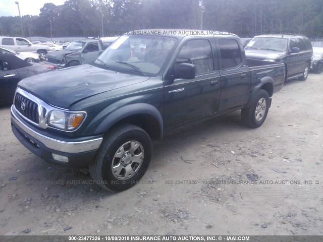 5TEGN92N12Z132202 - 2002 TOYOTA TACOMA DOUBLE CAB PRERUNNER GREEN photo 2