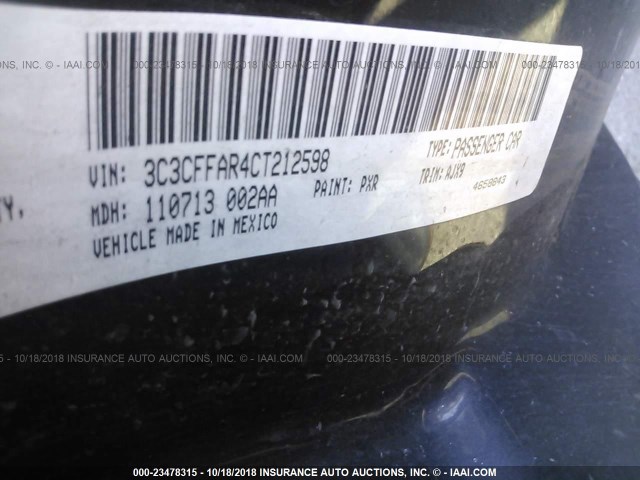 3C3CFFAR4CT212598 - 2012 FIAT 500 POP BLACK photo 9