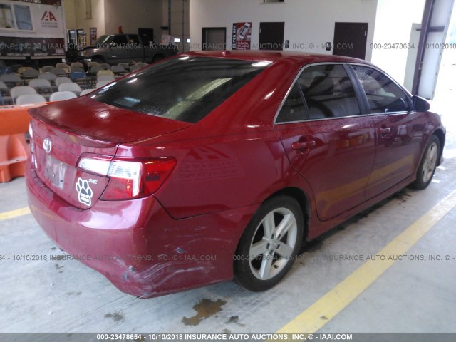 4T1BF1FK6EU788686 - 2014 TOYOTA CAMRY L/SE/LE/XLE RED photo 4