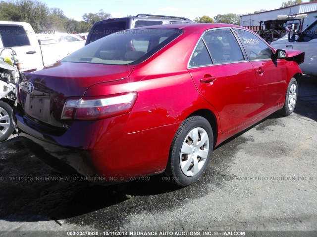 4T1BE46K97U030039 - 2007 TOYOTA CAMRY NEW GENERAT CE/LE/XLE/SE RED photo 4