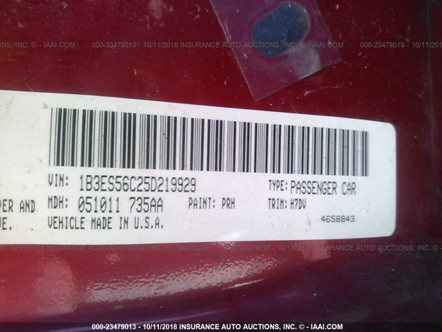 1B3ES56C25D219929 - 2005 DODGE NEON SXT RED photo 9