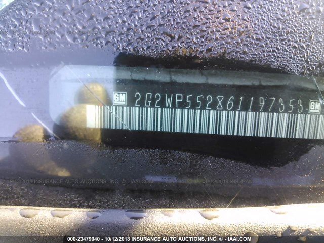 2G2WP552861197353 - 2006 PONTIAC GRAND PRIX ლურჯი ფოტო 9