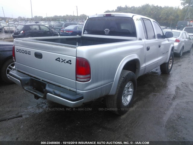 1B7HG2AN51S255379 - 2001 DODGE DAKOTA QUAD SILVER photo 4