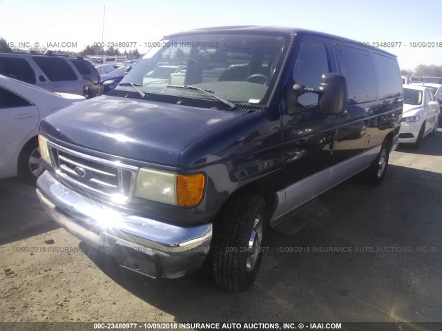 1FMRE11L34HA26716 - 2004 FORD ECONOLINE E150 WAGON BLUE photo 2