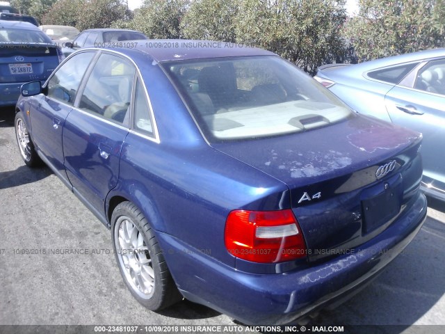 WAUED28D4XA082684 - 1999 AUDI A4 2.8 QUATTRO BLUE photo 3