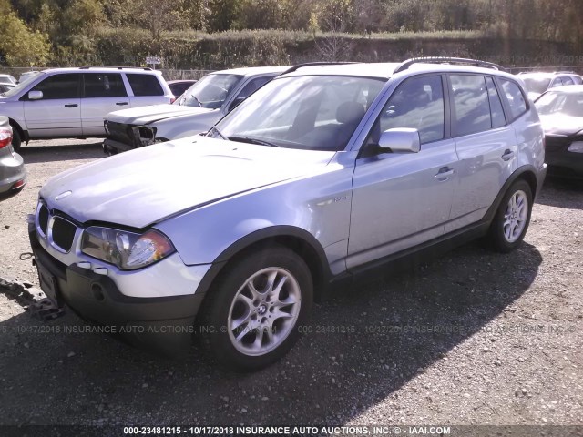 WBXPA73454WB26740 - 2004 BMW X3 2.5I SILVER photo 2