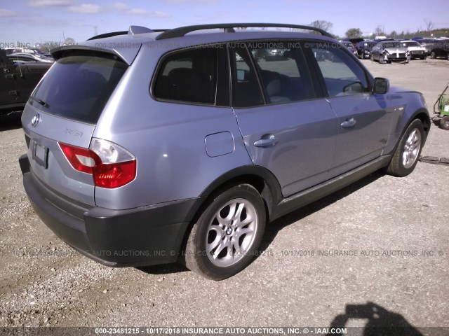 WBXPA73454WB26740 - 2004 BMW X3 2.5I SILVER photo 4