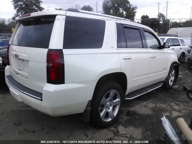 1GNSCCKCXFR102460 - 2015 CHEVROLET TAHOE C1500 LTZ WHITE photo 4