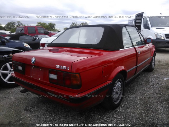 WBABA7310MEJ11849 - 1991 BMW 318 I RED photo 4