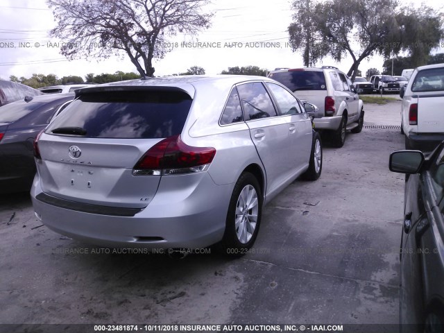 4T3ZA3BB2DU070962 - 2013 TOYOTA VENZA LE/XLE SILVER photo 4