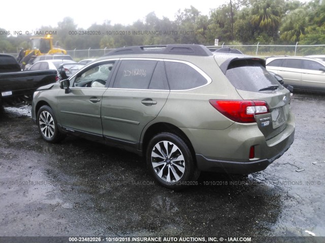 4S4BSANC7H3322071 - 2017 SUBARU OUTBACK 2.5I LIMITED GREEN photo 3