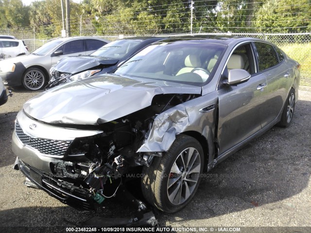 5XXGV4L28GG049606 - 2016 KIA OPTIMA SXL GRAY photo 2