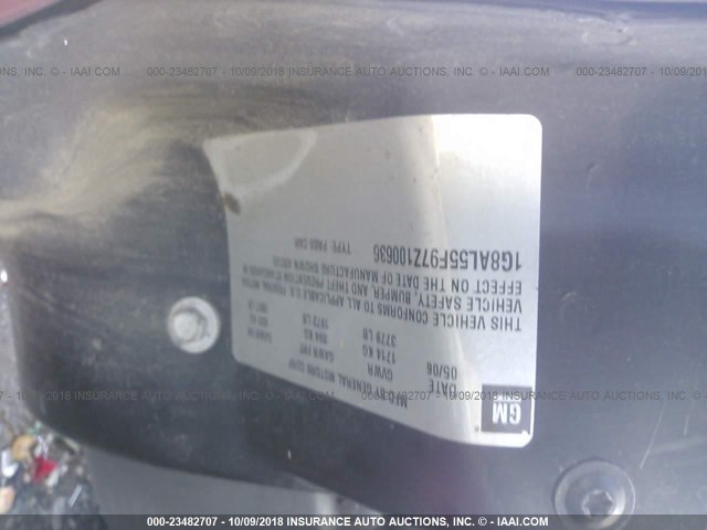 1G8AL55F97Z100636 - 2007 SATURN ION LEVEL 3 RED photo 9