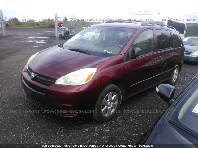 5TDZA23C65S233648 - 2005 TOYOTA SIENNA CE/LE RED photo 2