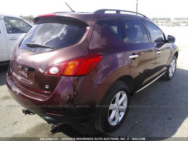 JN8AZ18U49W021164 - 2009 NISSAN MURANO S/SL MAROON photo 4