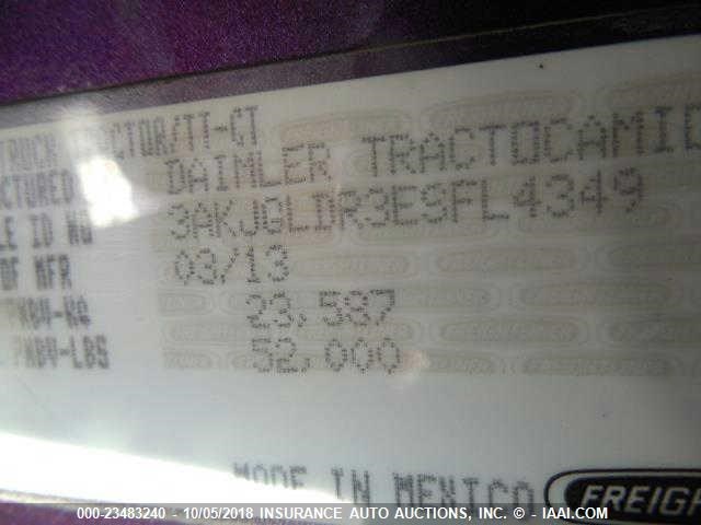 3AKJGLDR3ESFL4349 - 2014 FREIGHTLINER CASCADIA 125  PURPLE photo 10