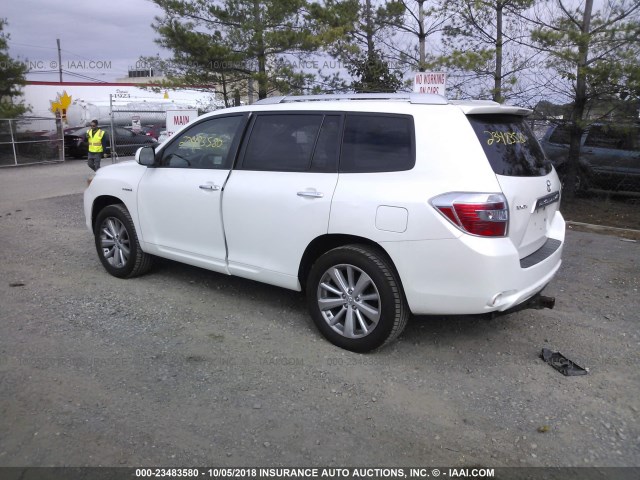 JTEEW41A582013745 - 2008 TOYOTA HIGHLANDER HYBRID WHITE photo 3