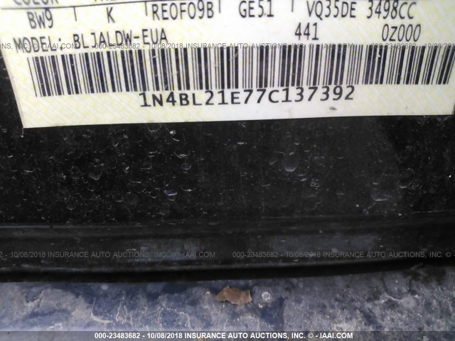 1N4BL21E77C137392 - 2007 NISSAN ALTIMA 3.5SE/3.5SL BLUE photo 9