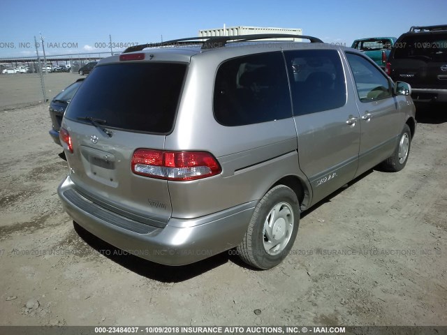 4T3ZF13C12U440566 - 2002 TOYOTA SIENNA LE/XLE GOLD photo 4