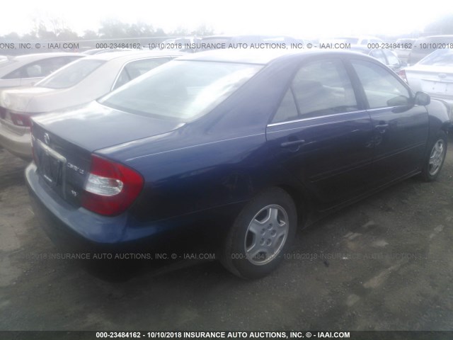 4T1BF30K22U530617 - 2002 TOYOTA CAMRY LE/XLE/SE Көк фото 4