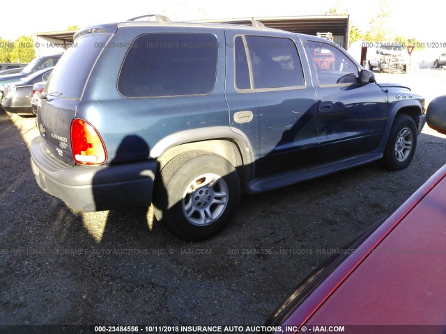 1D4HR38N93F531289 - 2003 DODGE DURANGO SPORT BLUE photo 4