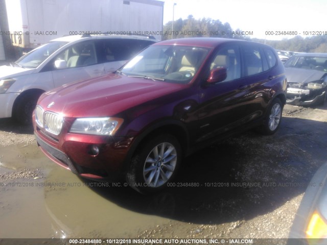 5UXWX9C5XD0A29403 - 2013 BMW X3 XDRIVE28I BURGUNDY photo 2