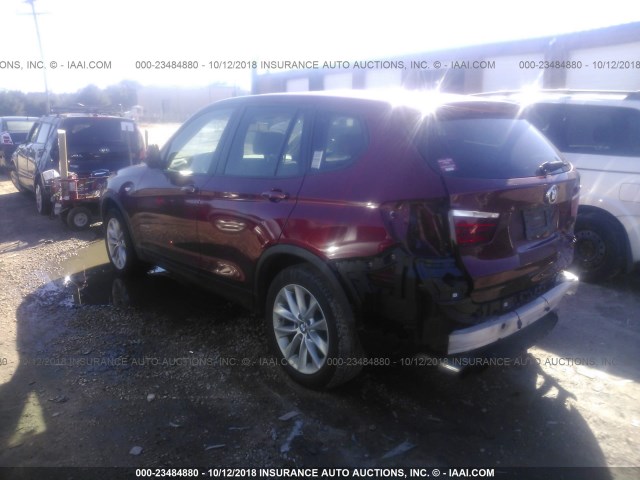 5UXWX9C5XD0A29403 - 2013 BMW X3 XDRIVE28I BURGUNDY photo 3