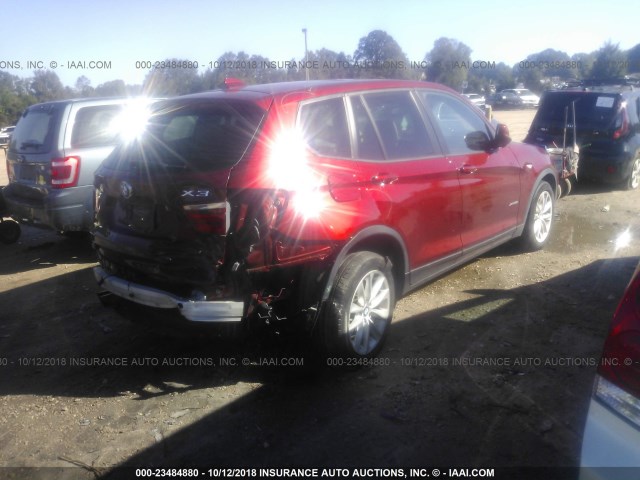 5UXWX9C5XD0A29403 - 2013 BMW X3 XDRIVE28I BURGUNDY photo 4