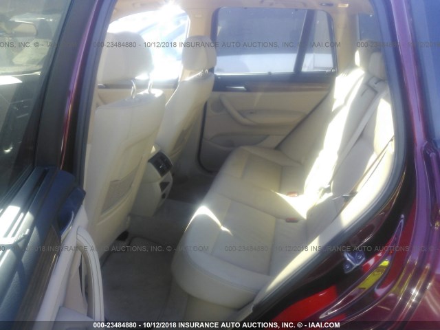 5UXWX9C5XD0A29403 - 2013 BMW X3 XDRIVE28I BURGUNDY photo 8