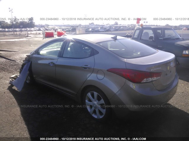 5NPDH4AE8DH223228 - 2013 HYUNDAI ELANTRA GLS/LIMITED GRAY photo 3