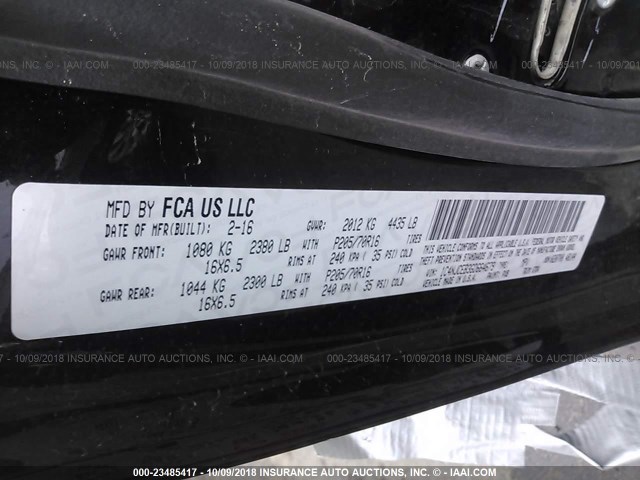 1C4NJCEB3GD664679 - 2016 JEEP COMPASS LATITUDE შავი ფოტო 9