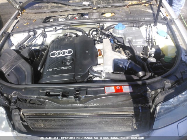 WAULC68E72A312706 - 2002 AUDI A4 1.8T QUATTRO SILVER photo 10