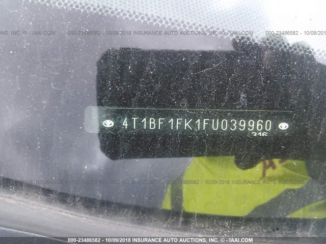 4T1BF1FK1FU039960 - 2015 TOYOTA CAMRY LE/XLE/SE/XSE 银色 照片 9