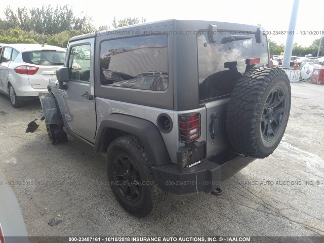 1C4AJWAG5FL672157 - 2015 JEEP WRANGLER SPORT GRAY photo 3