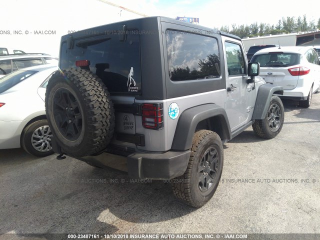 1C4AJWAG5FL672157 - 2015 JEEP WRANGLER SPORT GRAY photo 4