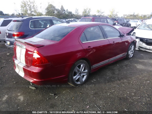 3FAHP0KC6BR219124 - 2011 FORD FUSION SPORT MAROON photo 4