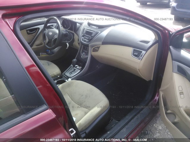 5NPDH4AE9DH305064 - 2013 HYUNDAI ELANTRA GLS/LIMITED RED photo 5