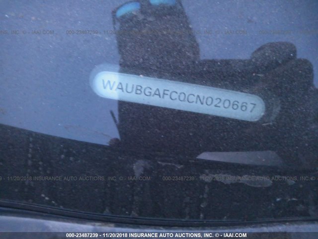 WAUBGAFC0CN020667 - 2012 AUDI A6 PREMIUM BLACK photo 9
