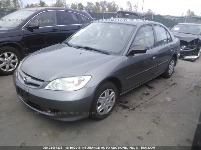 1HGES16365L026021 - 2005 HONDA CIVIC DX VP GRAY photo 2