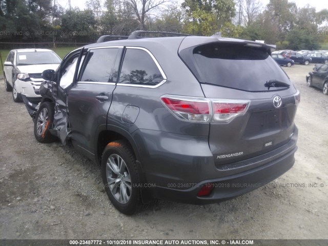 5TDBKRFH1FS148443 - 2015 TOYOTA HIGHLANDER LE/LE PLUS GRAY photo 3