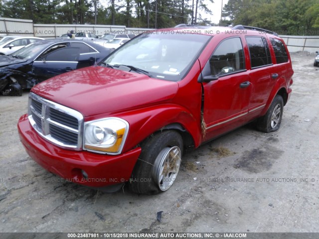 1D4HD58D05F513932 - 2005 DODGE DURANGO LIMITED RED photo 2