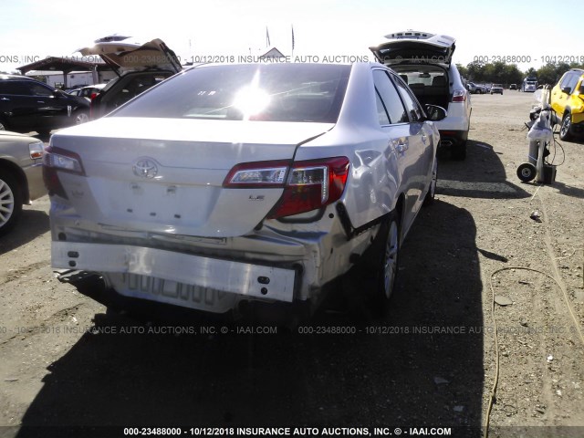 4T4BF1FK3DR306230 - 2013 TOYOTA CAMRY L/SE/LE/XLE SILVER photo 4