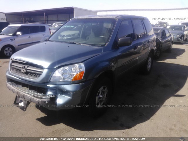 2HKYF18115H543288 - 2005 HONDA PILOT LX BLUE photo 2