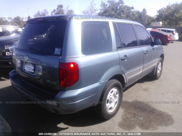 2HKYF18115H543288 - 2005 HONDA PILOT LX BLUE photo 4