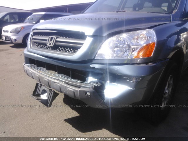 2HKYF18115H543288 - 2005 HONDA PILOT LX BLUE photo 6